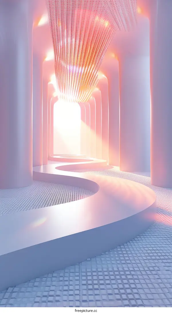 Pink and white sci-fi corridor