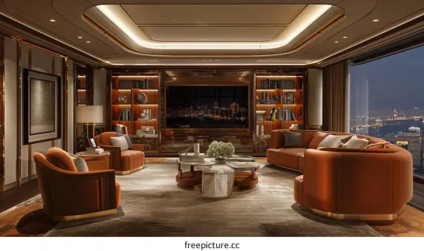 brown minimalist living room interior design