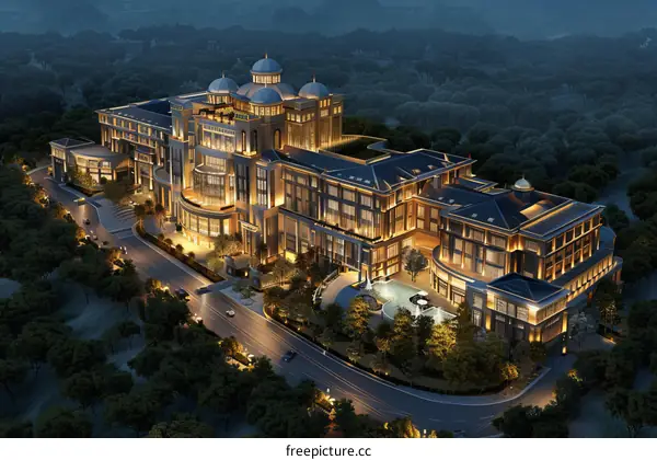 Luxury Hotel Architectural Visualization at Night