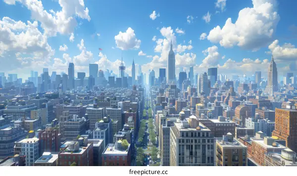 New York City's Skyline on a Vibrant Summer Day