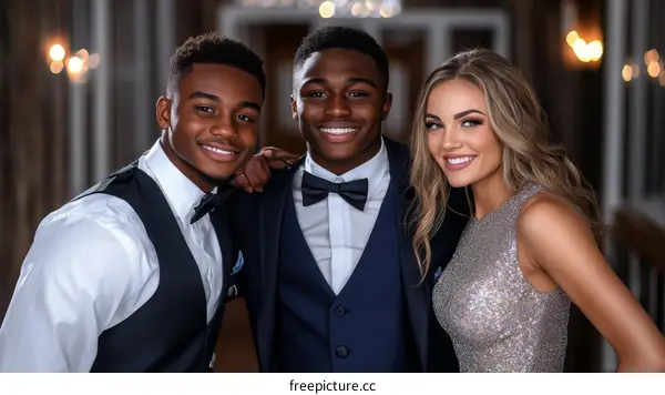Three Diverse Friends in Formalwear at a Special Occasion