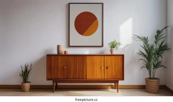 Mid-Century Modern Living Room with Geometric Art
