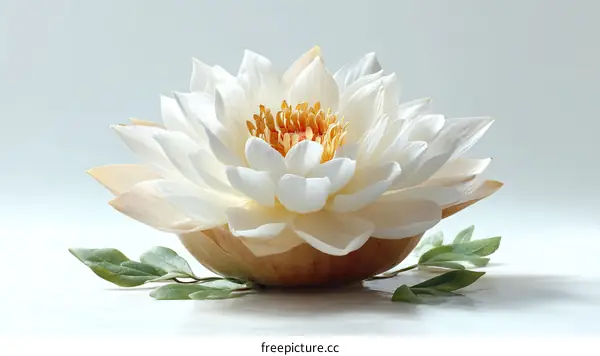 Beautiful White Lotus Flower Close-up
