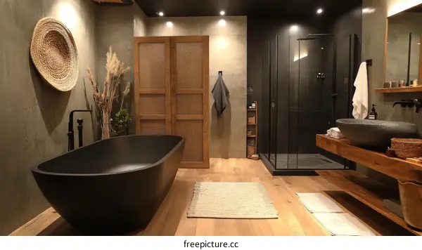 Modern Minimalist Dark Bathroom Design