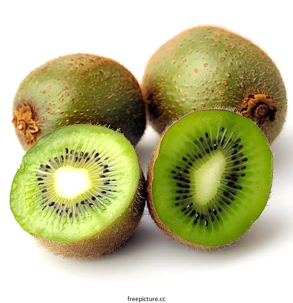 Fresh Kiwi Fruit on White Background