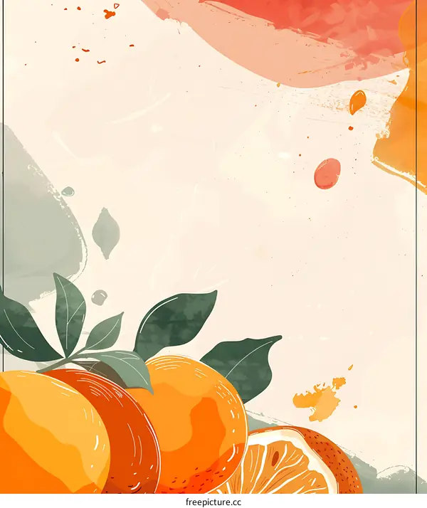 Orange Fruit Illustration with Watercolor Background