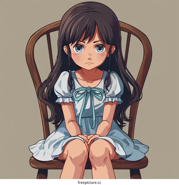 Sitting Anime Girl Illustration