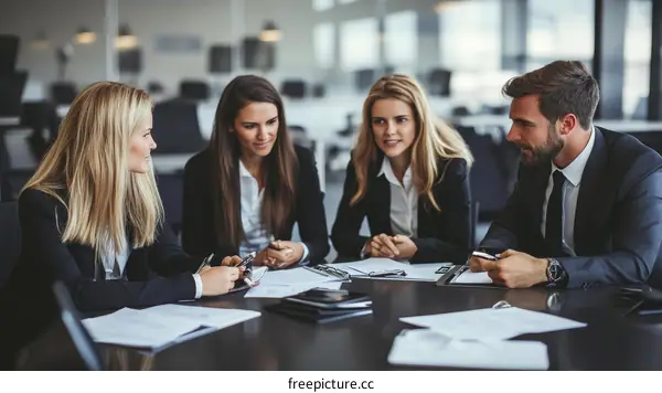 Business Meeting in Modern Office