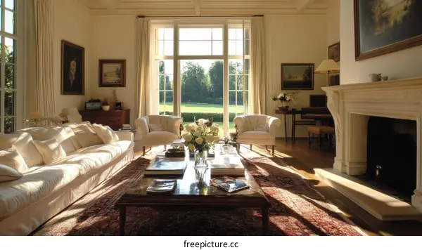 Elegant Living Room with Large Windows