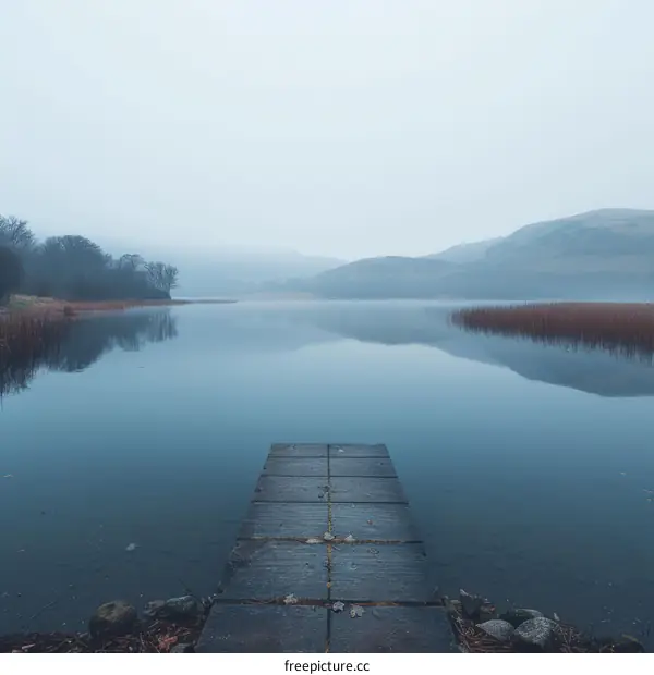 Lake Pier on a foggy day