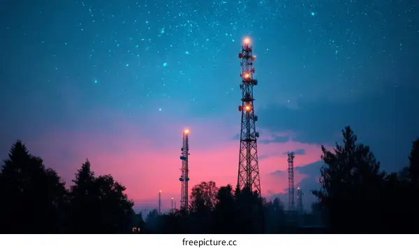 Night Sky Telecommunication Towers