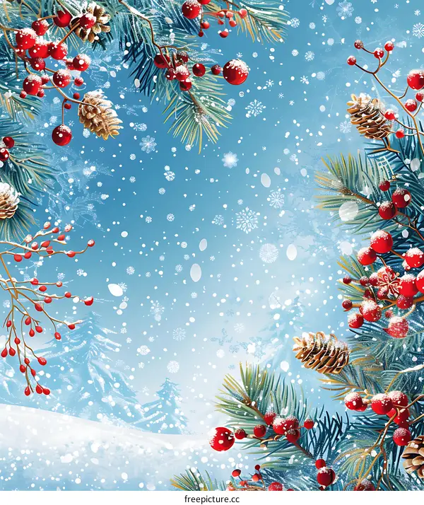 Christmas Holly Decoration with Snowflakes