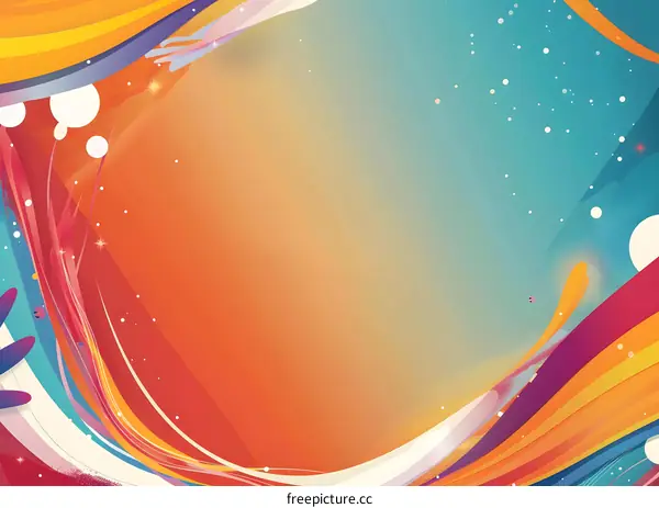 Abstract Colorful Background With Wavy Lines And White Circles