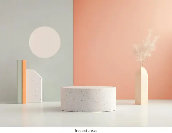 Minimalist Product Display with Abstract Shapes and Terrazzo Texture