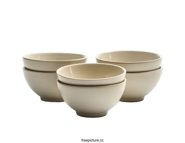 [Transparent Background PNG]Four white bowls stacked in a group