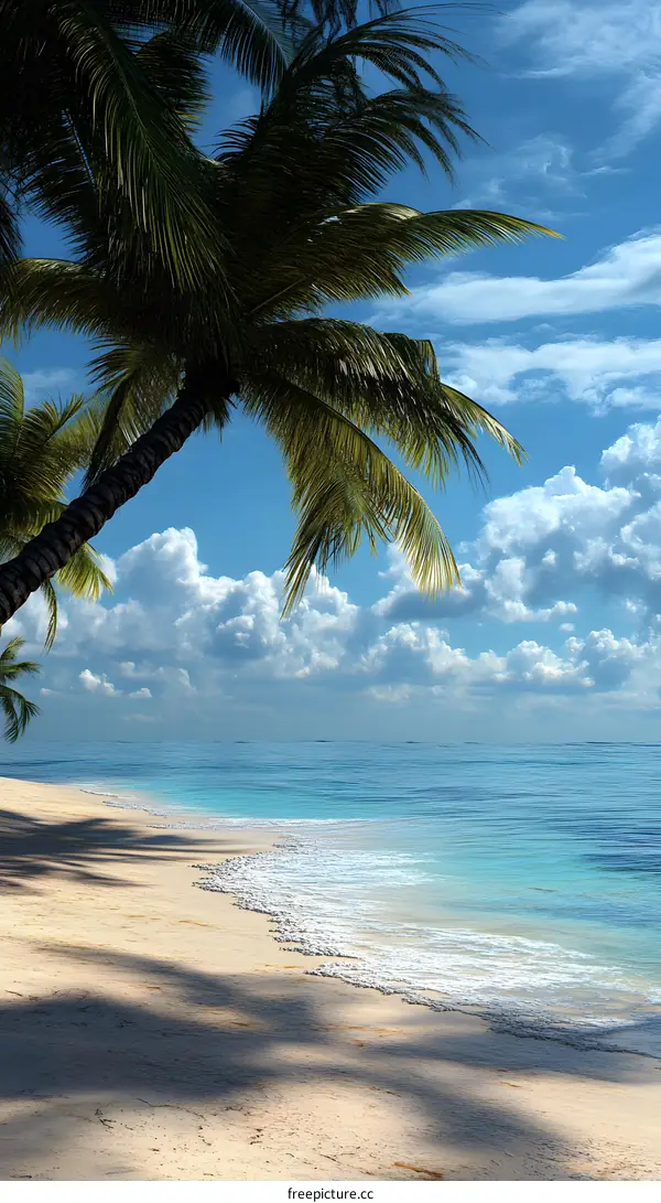 Palm Tree Overlooking Tropical Beach