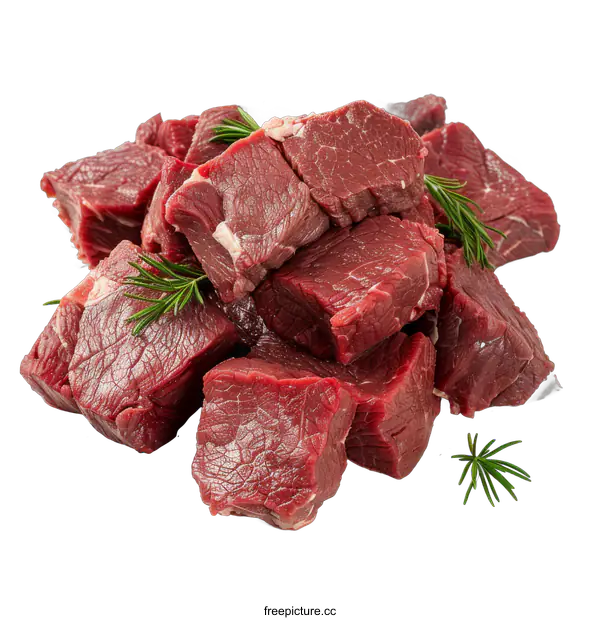 [Transparent Background PNG]Raw Beef Cubes on transparent background