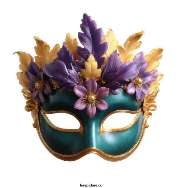 [Transparent Background PNG]Beautiful Decorative Carnival Mask with Gold and Purple Accents