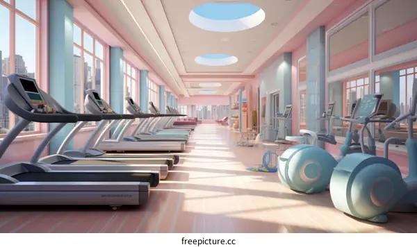pastel color gym interior design