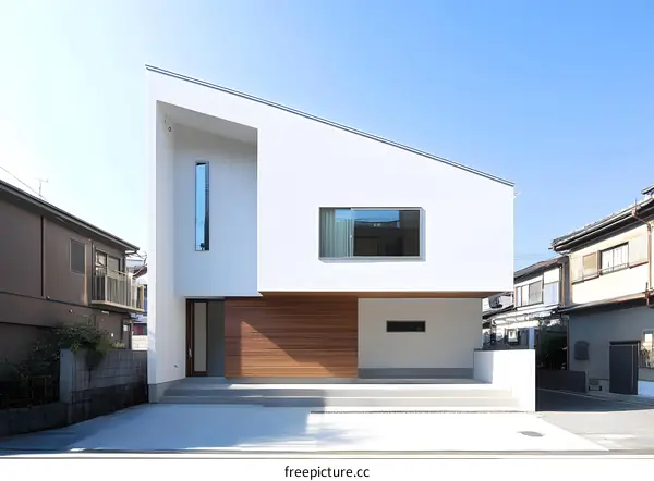 Modern White House With Wooden Facade In Japan