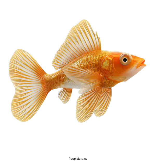[Transparent Background PNG]A 3D rendering of a goldfish