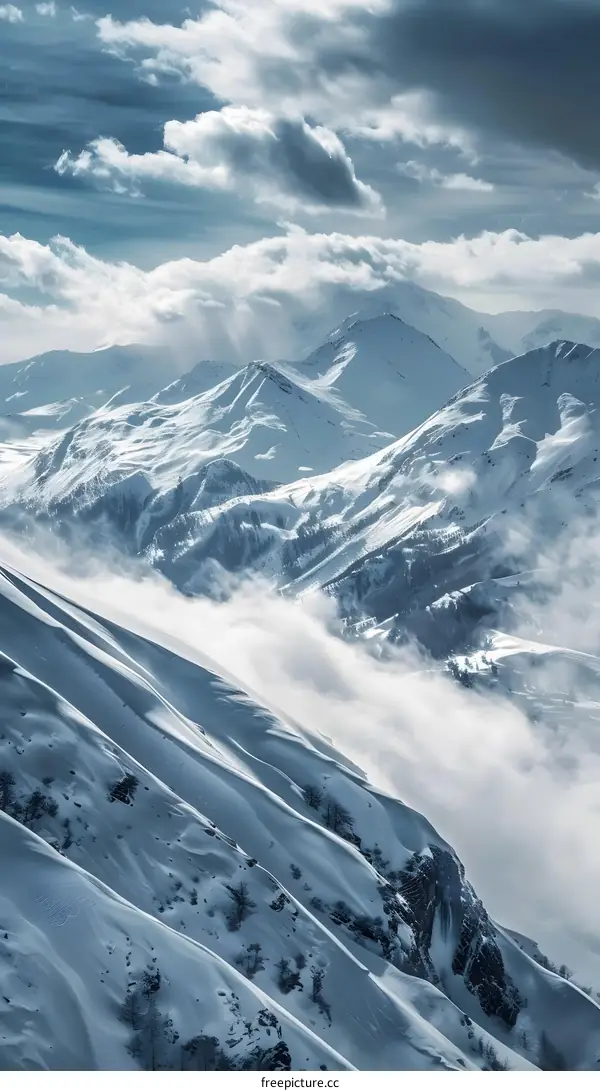 Snow Covered Mountain Range Landscape