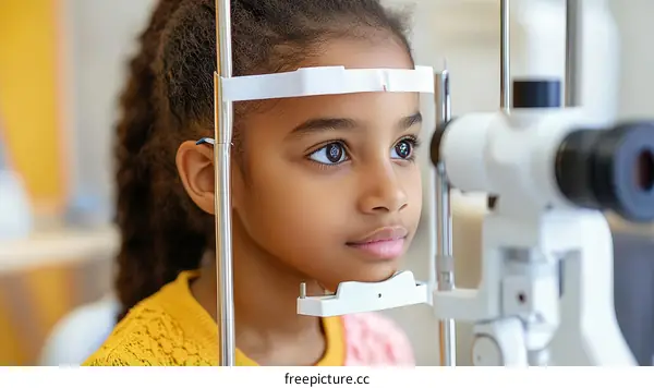 Eye exam for a young girl