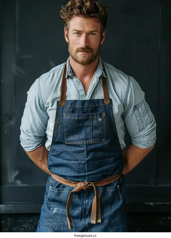 Handsome Bearded Man in Apron