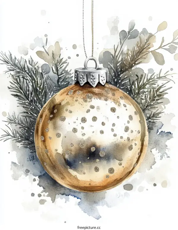 Watercolor Christmas Ornament Illustration