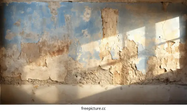Sunlight Shining Through Hole in Blue Wall