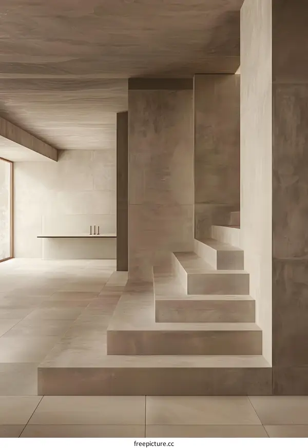 Modern Minimalist Interior Design with Stone Steps
