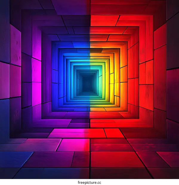 Colorful Rainbow Tunnel Illusion
