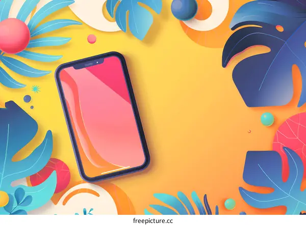 Tropical Leaves Mobile Phone Summer Background