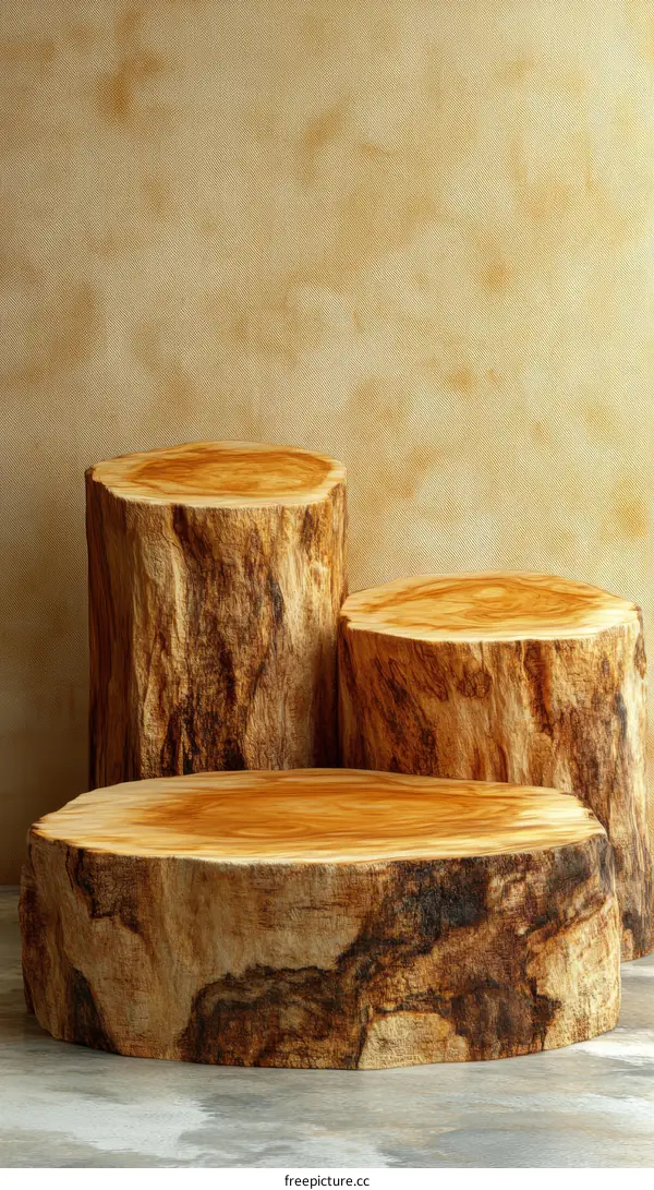 Wooden Display Stands with Natural Texture