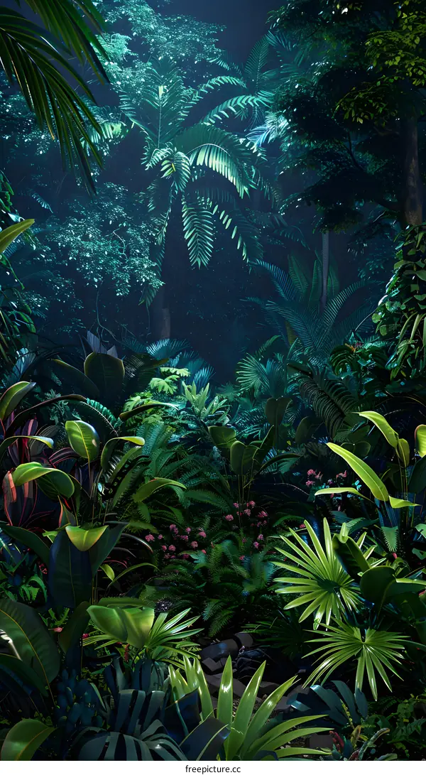 Tropical Rainforest Night Scene