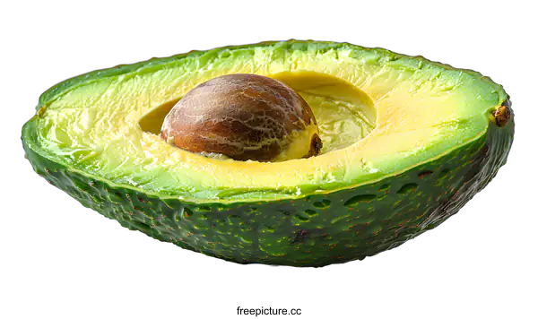 [Transparent Background PNG]Half of Green Avocado with Seed on White Background