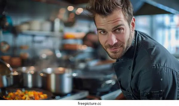 Portrait of a male chef in a commercial kitchen