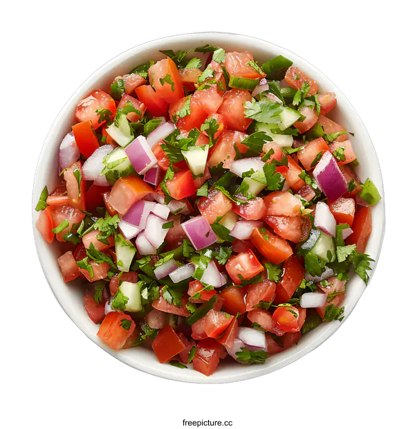 [Transparent Background PNG]Fresh Tomato Salsa in a White Bowl