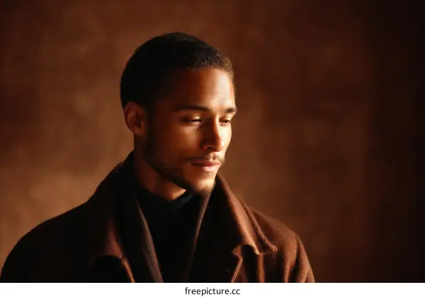 Man in a Brown Coat Studio Portrait