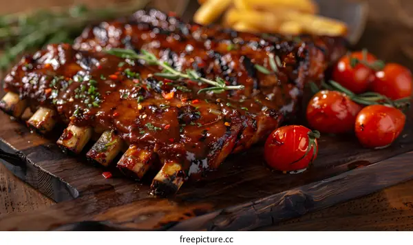 Delicious BBQ Ribs with Tomatoes and Rosemary