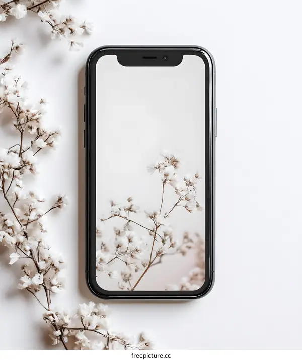Minimalist Phone Screen with Flowers