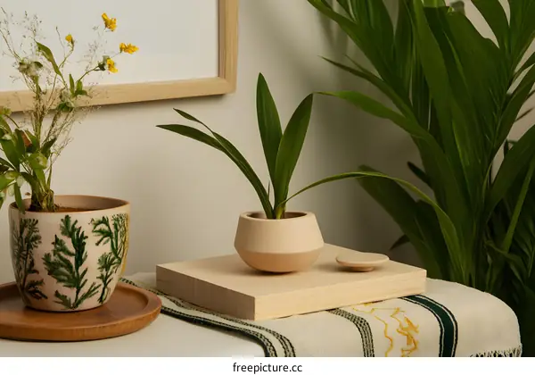 Wooden Plant Pot With Lid On Tray