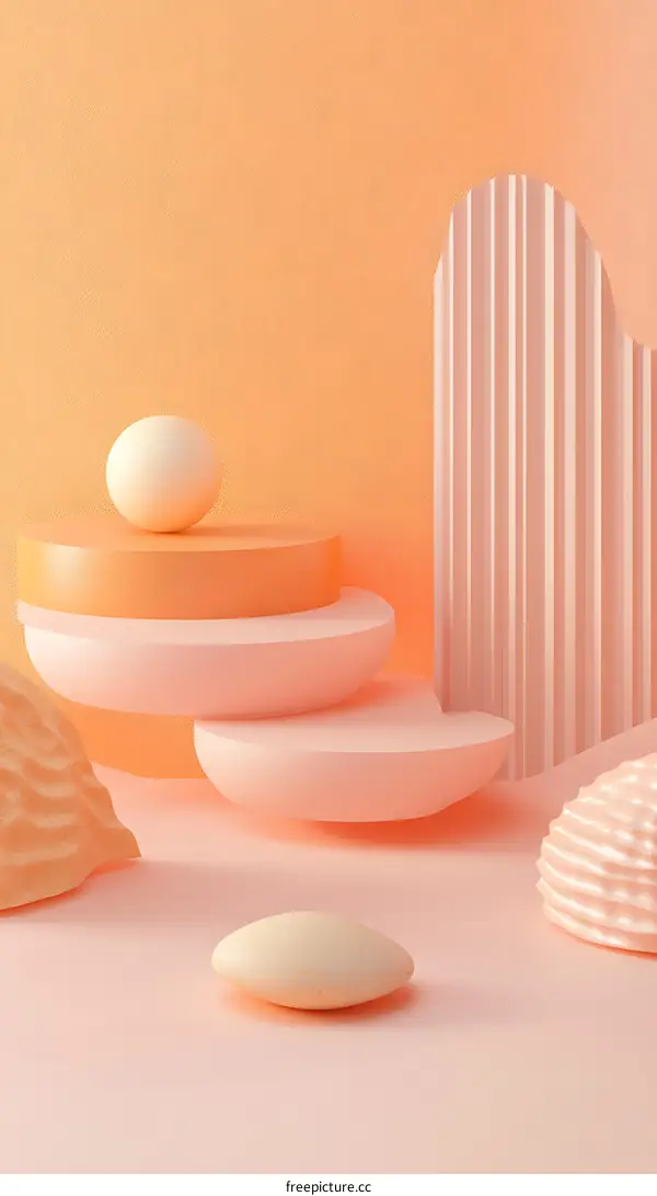 Abstract 3D Minimalist  Geometric Shapes Background with Pastel Color