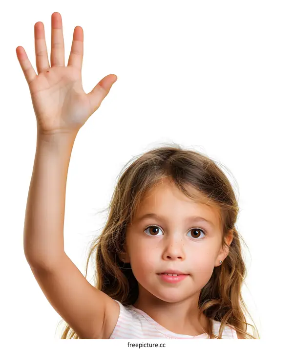 Little girl raising her hand