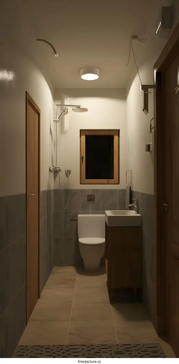 Modern Bathroom Interior Design with Shower and Toilet