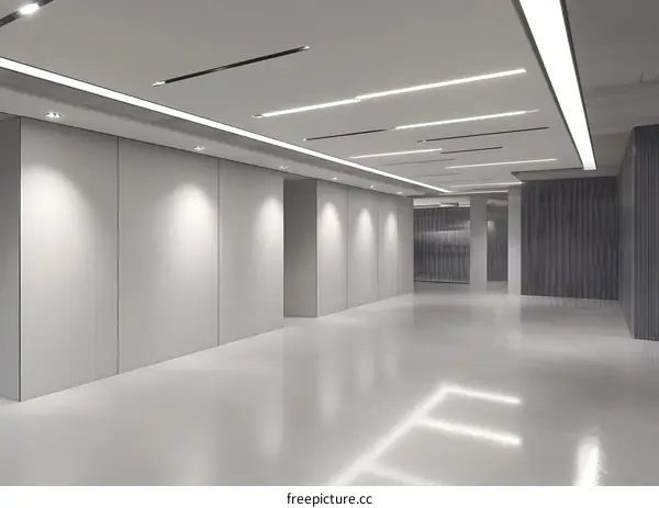 Modern Minimalist Office Interior Design with White Walls and Recessed Lighting