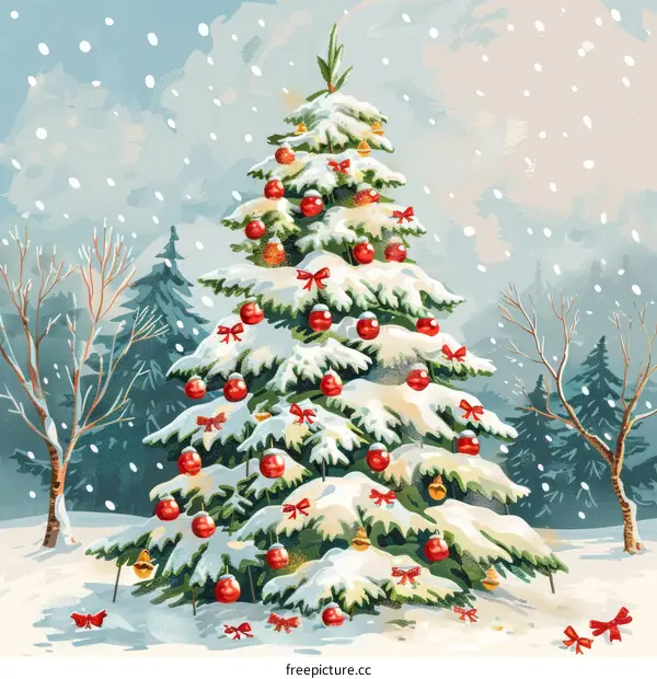 Christmas Tree Lighting Ceremony in Snowy Village