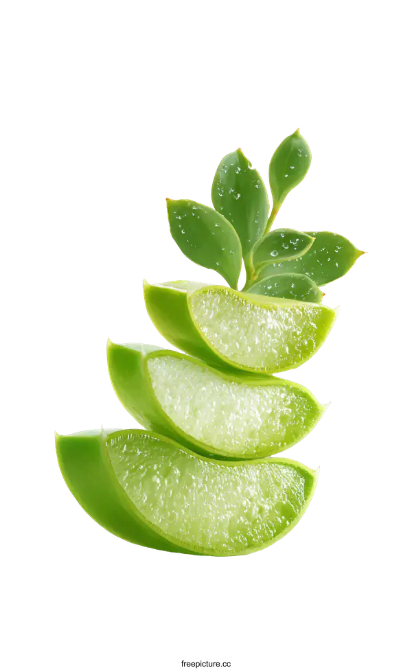 [Transparent Background PNG]Aloe Vera Slices Close-up Presentation