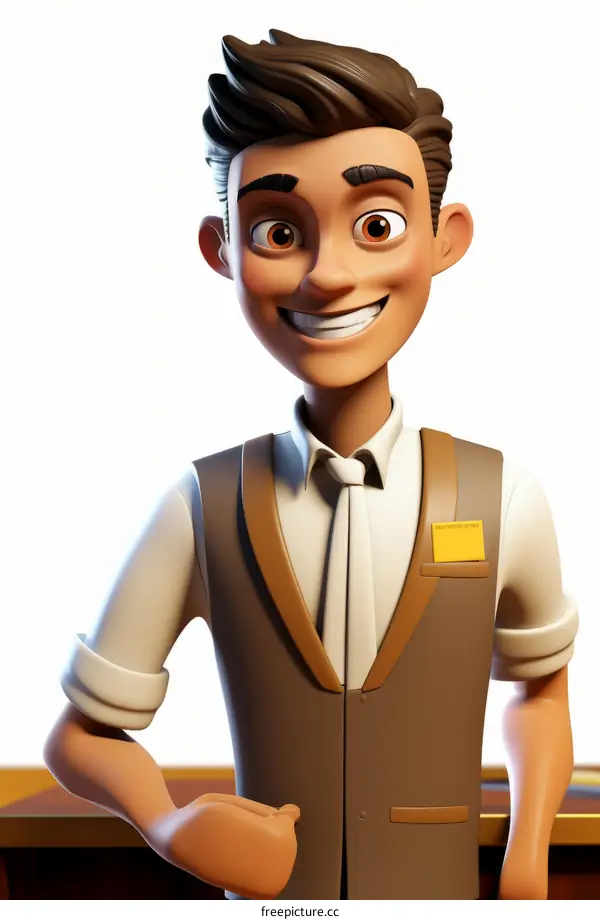 Smiling Male Employee 3D Rendering for Business