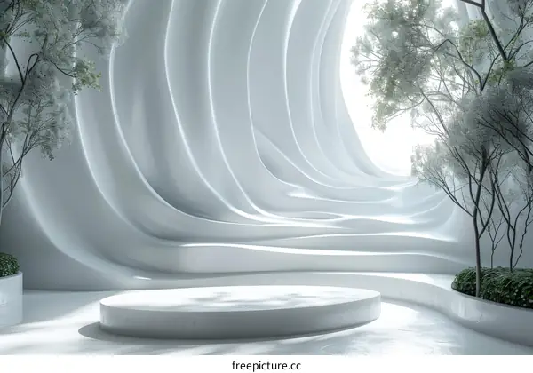 White and Geometric Space with Round Table